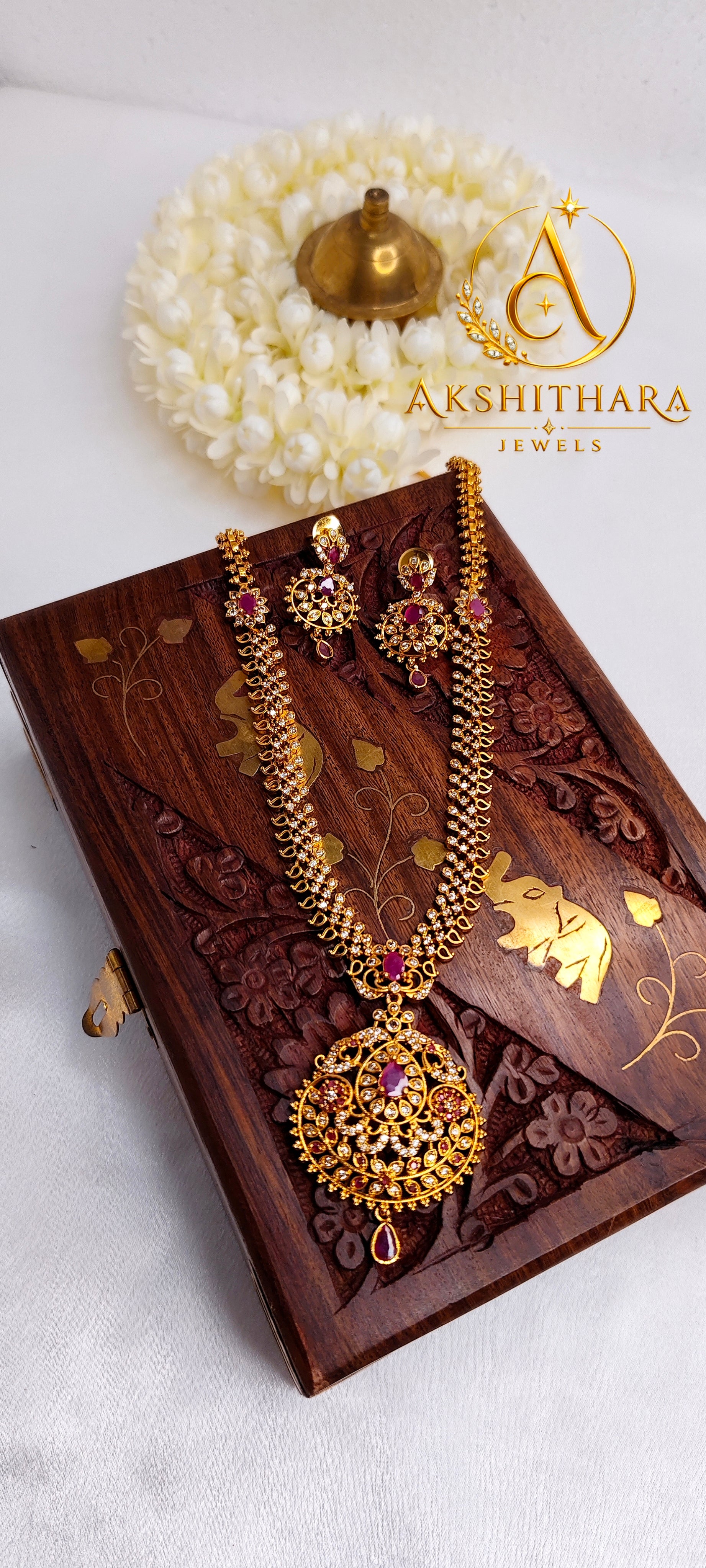 Maharani Long Haram with Designer Earrings