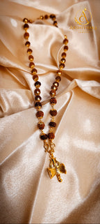 Gold Plated Rudrakshamaala with Shiva Damru Pendant