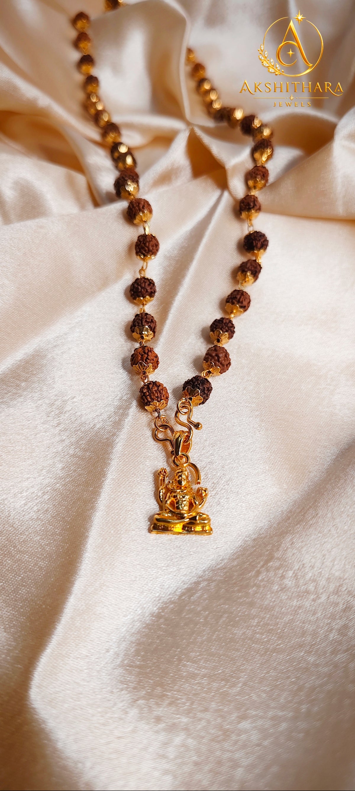 Gold Plated Rudrakshamaala with Shiva Pendant