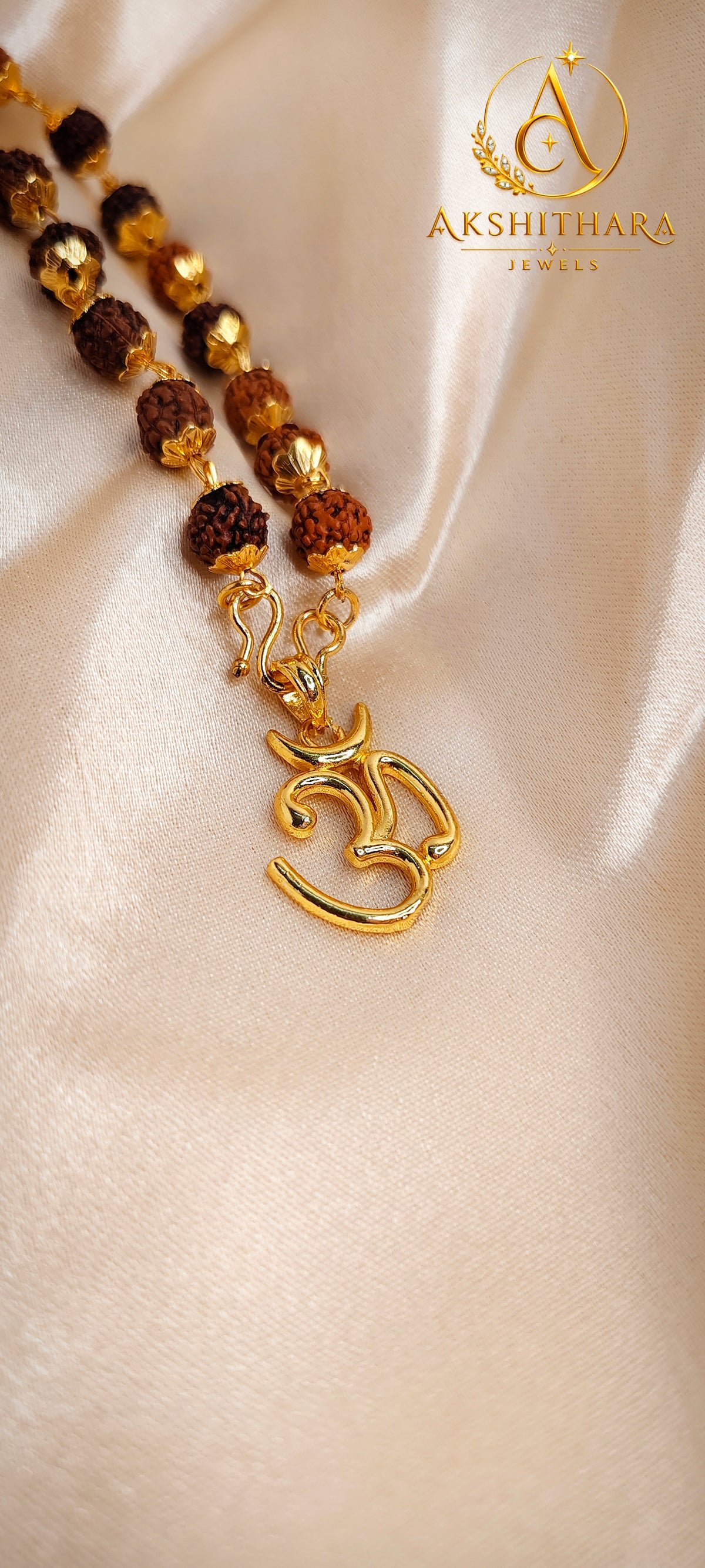 Gold Plated Rudrakshamaala with Om