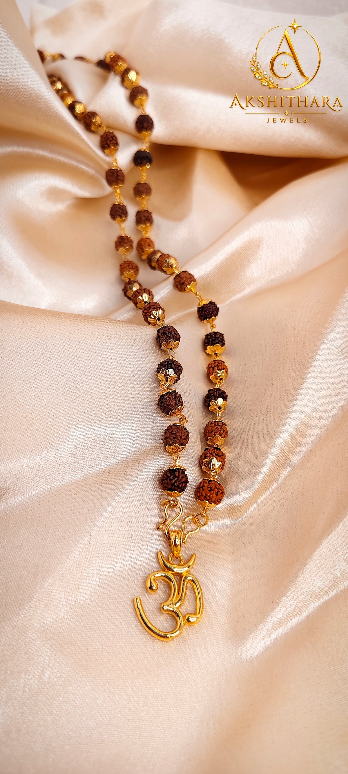 Gold Plated Rudrakshamaala with Om