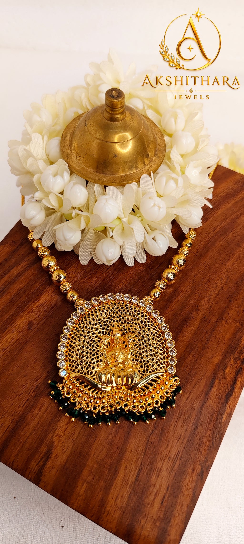 Premium Gold Plated Lakshmi Pendant Short Haram