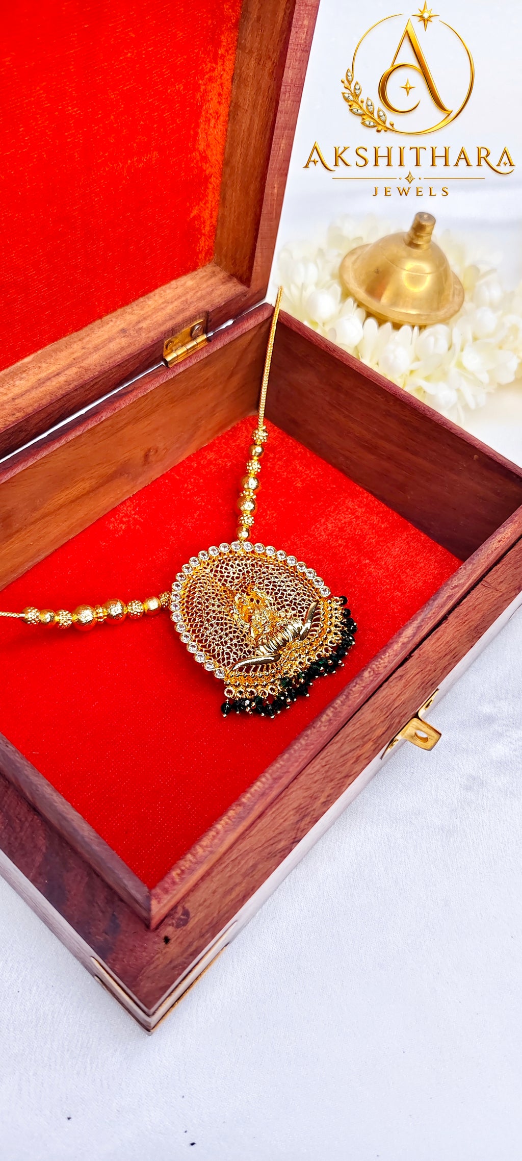Premium Gold Plated Lakshmi Pendant Short Haram