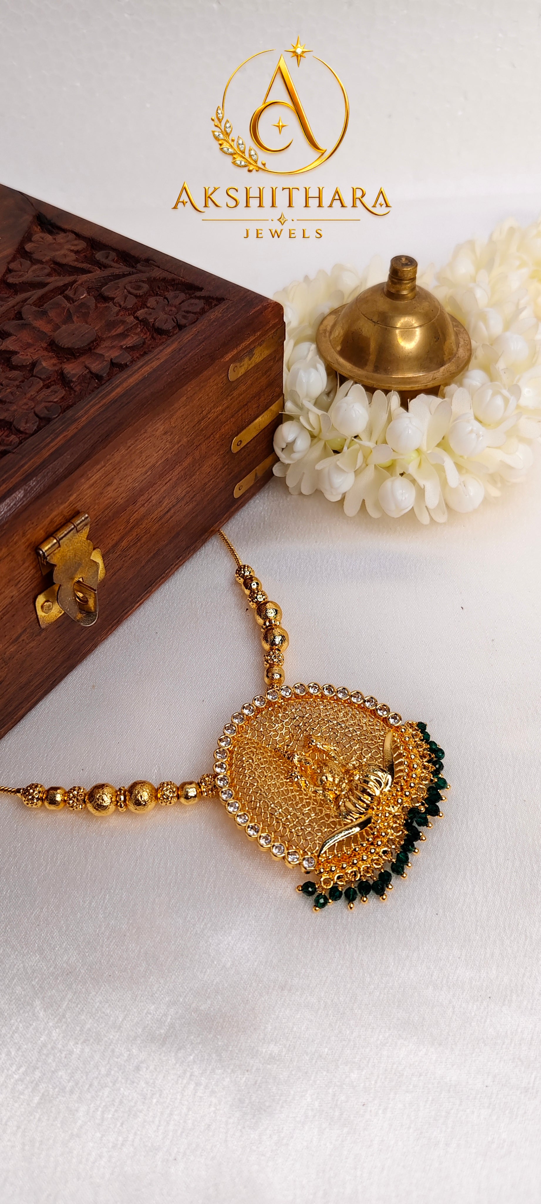 Premium Gold Plated Lakshmi Pendant Short Haram