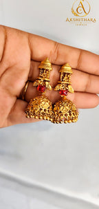 Matte Finish Lakshmi Pendant Short Haram