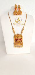 Matte Finish Lakshmi Pendant Short Haram