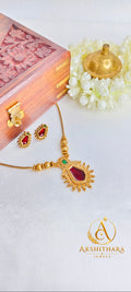 Maroon Nagapadam  Pendant Short Haram Set