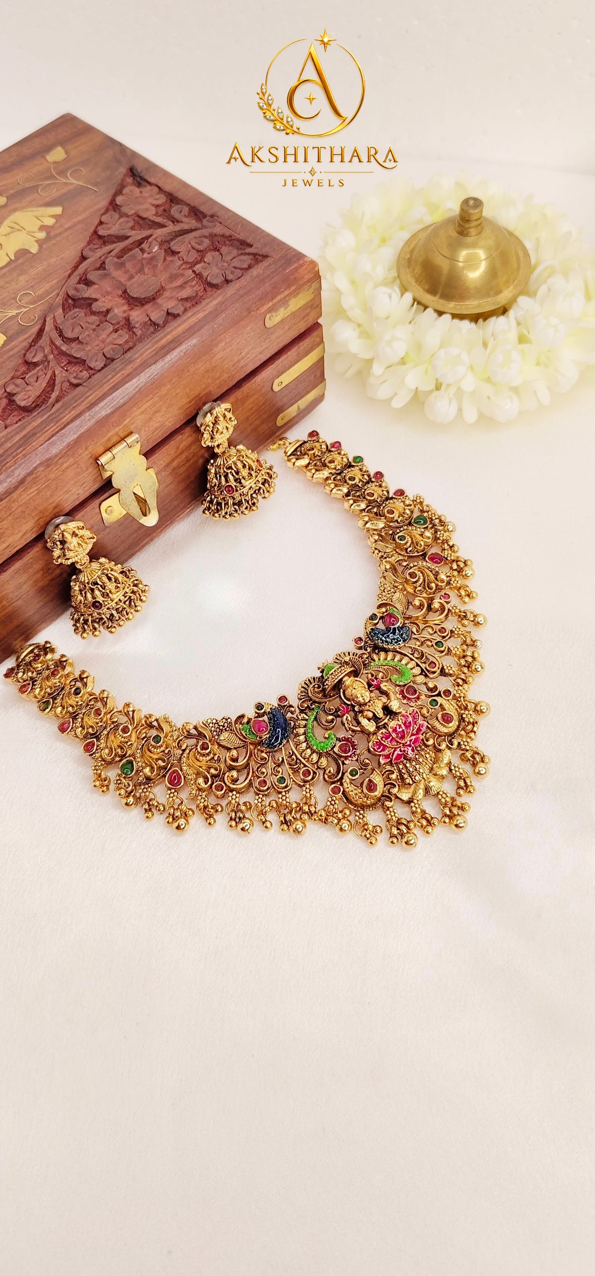 Enamel Lakshmi Necklace Set