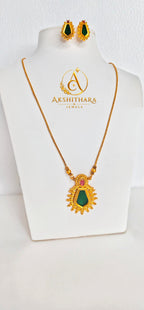 Green Nagapadam  Pendant Short Haram Set